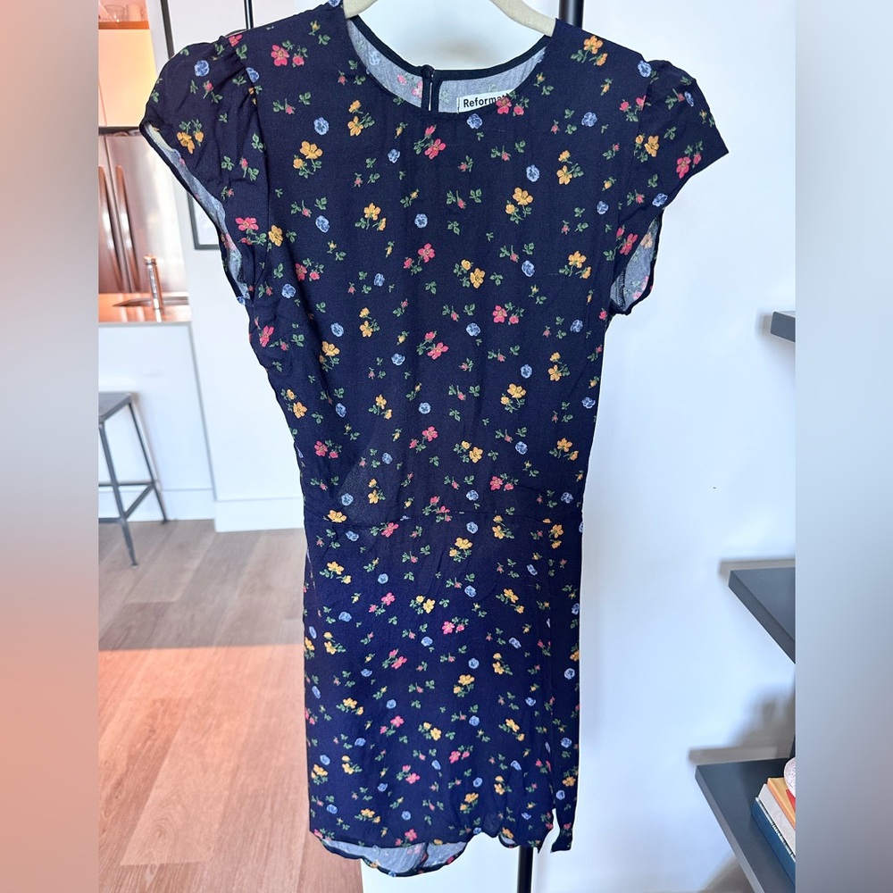Reformation Floral Mini Dress Open Back